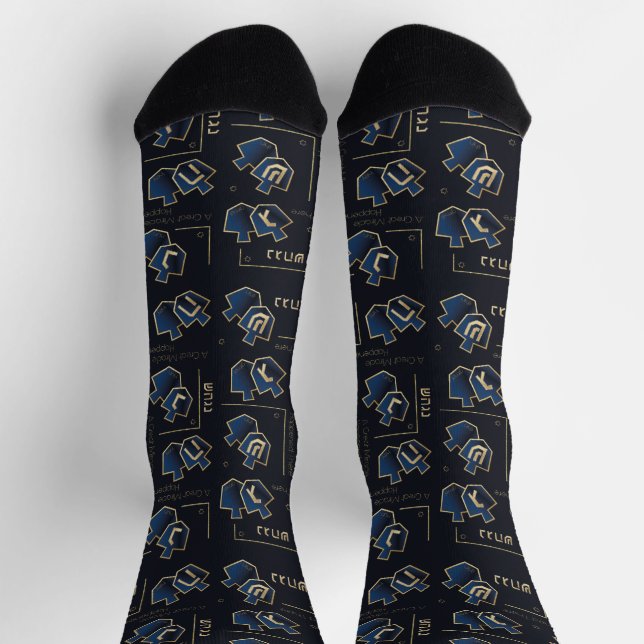 Hanukkah Socks "Navy Dreidels" (Top)