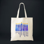 HANUKKAH Spiritual Fruit Christian Tote Bag<br><div class="desc">Stylish HANUKKAH Spiritual Fruit Christian unisex tote bag, especially designed with the menorah of Hanukkah and the nine-fold fruit of the Holy Spirit of the Christian faith: love, joy, peace, longsuffering, kindness, goodness, faithfulness, self-control. This Hanukkah tote bag would make a great gift for Messianic Jews to celebrate Chanukah season...</div>