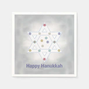 Hanukkah Star and Snowflakes Grey Napkin