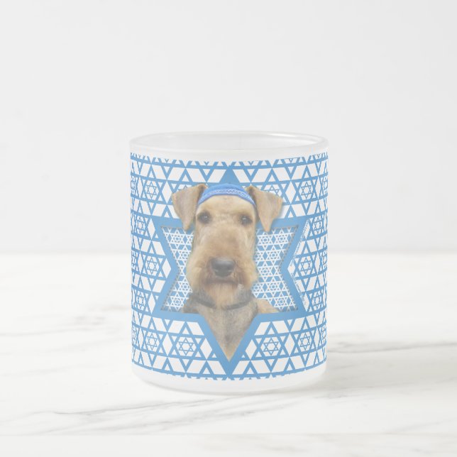Hanukkah Star of David - Airedale Terrier Frosted Glass Coffee Mug (Center)