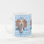 Hanukkah Star of David - Beagle Frosted Glass Coffee Mug<br><div class="desc">What could make saying Happy Hanukkah more fun than having this Beagle Dog wearing a Yamaka surrounded by the Star of David. This whimsical holiday design will be sure to delight your friends and family as well as other dog lovers. This design is available in over 100 Dog Breeds. If...</div>
