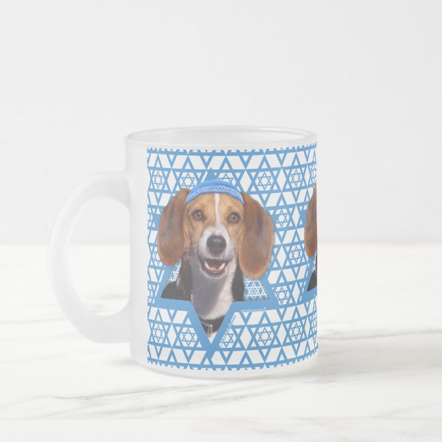 Hanukkah Star of David - Beagle Frosted Glass Coffee Mug (Left)