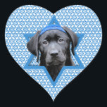 Hanukkah Star of David - Black Labrador Heart Sticker<br><div class="desc">What could make saying Happy Hanukkah more fun than having this Black Labrador Dog wearing a Yamaka surrounded by the Star of David. This whimsical holiday design will be sure to delight your friends and family as well as other animal lovers. This design is available in over 100 Dog Breeds....</div>