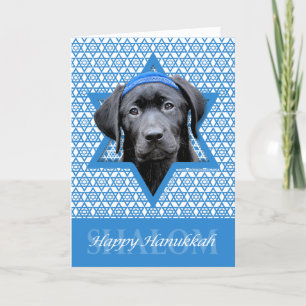 Hanukkah Star of David - Black Labrador Holiday Card