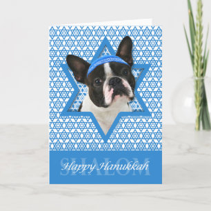 Hanukkah Star of David - Boston Terrier Holiday Card