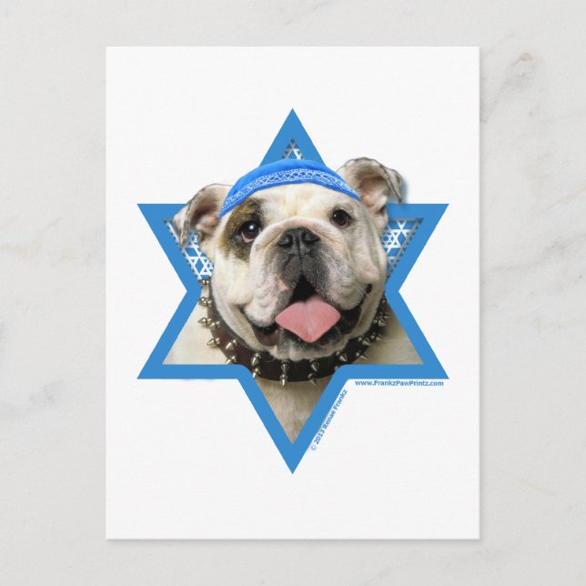Hanukkah Star of David - Bulldog Holiday Postcard (Front)