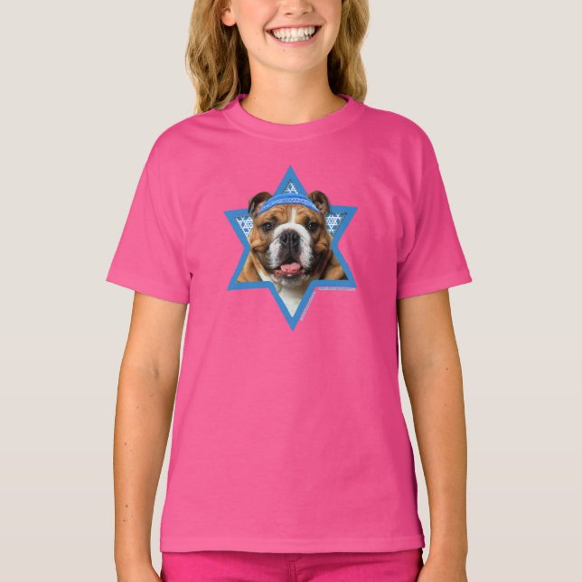 Hanukkah Star of David - Bulldog T-Shirt (Front)