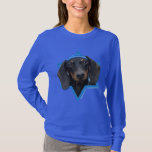 Hanukkah Star of David - Dachshund - Winston T-Shirt<br><div class="desc">What could make saying Happy Hanukkah more fun than having this Dachshund Dog wearing a Yamaka surrounded by the Star of David. This whimsical holiday design will be sure to delight your friends and family as well as other dog lovers. This design is available in over 100 Dog Breeds. If...</div>