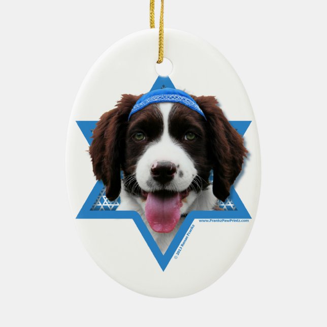 Hanukkah Star of David - English Springer Spaniel Ceramic Tree Decoration (Back)