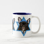 Hanukkah Star of David - French Bulldog - Teal Two-Tone Coffee Mug<br><div class="desc">What could make saying Happy Hanukkah more fun than having this French Bulldog wearing a Yamaka surrounded by the Star of David. This whimsical holiday design will be sure to delight your friends and family as well as other dog lovers. This design is available in over 100 Dog Breeds. If...</div>