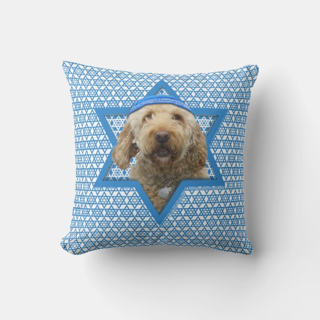 Hanukkah Star of David - GoldenDoodle Cushion (Front)