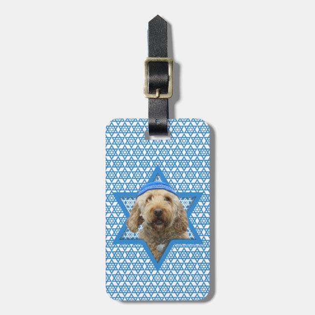 Hanukkah Star of David - GoldenDoodle Luggage Tag (Front Vertical)