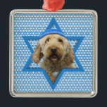 Hanukkah Star of David - GoldenDoodle Metal Tree Decoration<br><div class="desc">What could make saying Happy Hanukkah more fun than having this GoldenDoodle Dog wearing a Yamaka surrounded by the Star of David. This whimsical holiday design will be sure to delight your friends and family as well as other dog lovers. This design is available in over 100 Dog Breeds. If...</div>