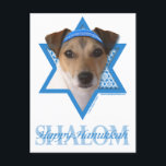 Hanukkah Star of David - Jack Russell Terrier Holiday Postcard<br><div class="desc">What could make saying Happy Hanukkah more fun than having this Jack Russell Terrier Dog wearing a Yamaka surrounded by the Star of David. This whimsical holiday design will be sure to delight your friends and family as well as other dog lovers. This design is available in over 100 Dog...</div>