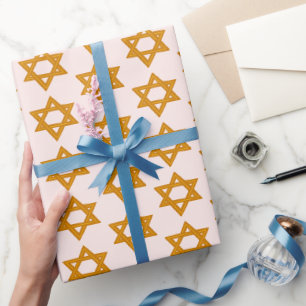 HANUKKAH STAR OF DAVID Jewish Holiday Bar Mitzvah Wrapping Paper