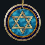 Hanukkah Star of David Ornament<br><div class="desc">Have fun with these. Think themes! Play with background colours, add or delete text, and (for a bit of an extra fee) customise the back with images, colour, your logo / business info., etc.! These are also great for gifts or to use as the finishing touch of class on your...</div>