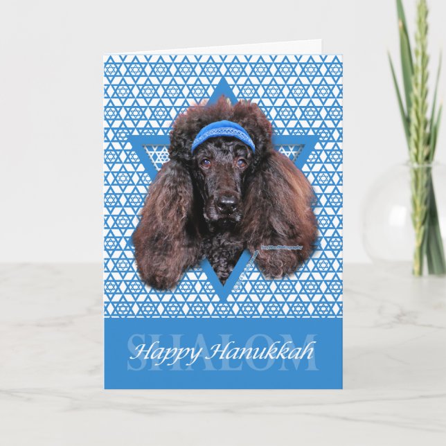 Hanukkah Star of David - Poodle - Bix Holiday Card (Front)