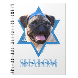Hanukkah Star of David - Pug Spiral Notebook