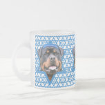 Hanukkah Star of David - Rottweiler Frosted Glass Coffee Mug<br><div class="desc">What could make saying Happy Hanukkah more fun than having this Rottweiler Dog wearing a Yamaka surrounded by the Star of David. This whimsical holiday design will be sure to delight your friends and family as well as other animal lovers. This design is available in over 100 Dog Breeds. If...</div>