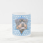 Hanukkah Star of David - Rottweiler Frosted Glass Coffee Mug<br><div class="desc">What could make saying Happy Hanukkah more fun than having this Rottweiler Dog wearing a Yamaka surrounded by the Star of David. This whimsical holiday design will be sure to delight your friends and family as well as other animal lovers. This design is available in over 100 Dog Breeds. If...</div>