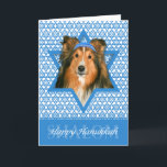 Hanukkah Star of David - Sheltie Holiday Card<br><div class="desc">What could make saying Happy Hanukkah more fun than having this Sheltie Dog wearing a Yamaka surrounded by the Star of David. This whimsical holiday design will be sure to delight your friends and family as well as other animal lovers. This design is available in over 100 Dog Breeds. If...</div>