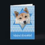 Hanukkah Star of David - Shiba Inu Holiday Card<br><div class="desc">What could make saying Happy Hanukkah more fun than having this Shiba Inu Dog wearing a Yamaka surrounded by the Star of David. This whimsical holiday design will be sure to delight your friends and family as well as other animal lovers. This design is available in over 100 Dog Breeds....</div>