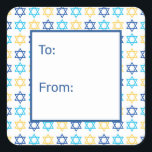 Hanukkah Star of David Square Sticker<br><div class="desc">These fabulous gift tags would look great on all your Hanukkah gifts.  They are so festive with blue turquoise and yellow Stars of David.  They'll look so cute on your gifts.</div>