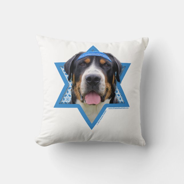 Hanukkah Star of David - Swiss Mountain Dog Cushion (Front)