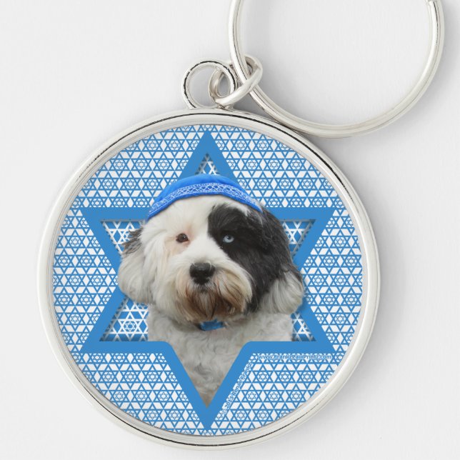 Hanukkah Star of David - Tibetan Terrier Key Ring (Front)