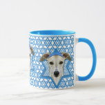 Hanukkah Star of David - Whippet Mug<br><div class="desc">What could make saying Happy Hanukkah more fun than having this Whippet Dog wearing a Yamaka surrounded by the Star of David. This whimsical holiday design will be sure to delight your friends and family as well as other animal lovers. This design is available in over 100 Dog Breeds. If...</div>