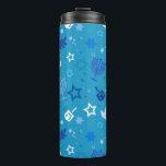 Hanukkah Stars Thermal Tumbler<br><div class="desc">This cute Hanukkah star pattern is an eye-catcher! It's a fun and funky way to dress up decor,  gifts,  apparel,  and household items for the occasion. Check out my store for more pattern items and gift ideas,  or combine items to create an interesting gift package!</div>