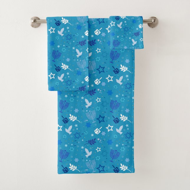 Hanukkah Stars Towel Set (Insitu)