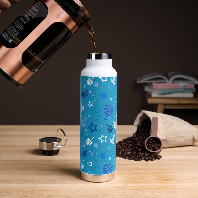 Hanukkah Stars Water Bottle (Coffee)