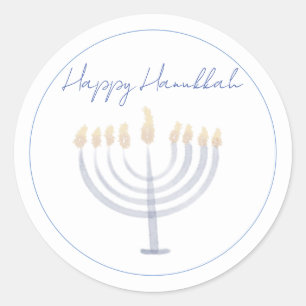 Hanukkah Sticker Menorah Round