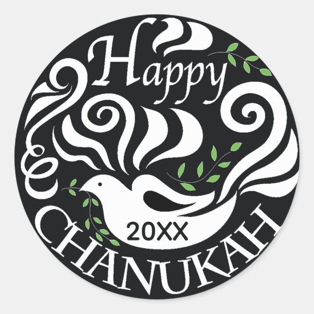 Hanukkah Stickers (1 1/2"/3") "Blackboard Dove" (Front)