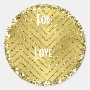 Hanukkah Stickers (1 1/2" or 3") "Chevron Gold"