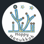 Hanukkah Stickers "Blue Bling Menorah"<br><div class="desc">Hanukkah Holiday stickers, "Blue Bling Menorah" Anyway I spell it, Chanukah is one of my favourite holidays. Have fun using these stickers as cake toppers, gift tags, favour bag closures, or whatever rocks your festivities! Personalise by deleting, "Happy Hanukah" and adding your own text using your favourite font style, size...</div>