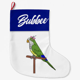 Hanukkah stocking - Green Quaker parrot 