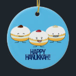 Hanukkah Sufganiyot Jewish Jelly Filled Doughnut Ceramic Tree Decoration<br><div class="desc">Happy Hanukkah! Nothing as great as taking a bite of some sufganiyah. Fried,  sweet and delicious. Thank you for looking at Happy Foods Design. Berenice Limon ©. www.zazzle.com/kitteh03 for more designs!</div>