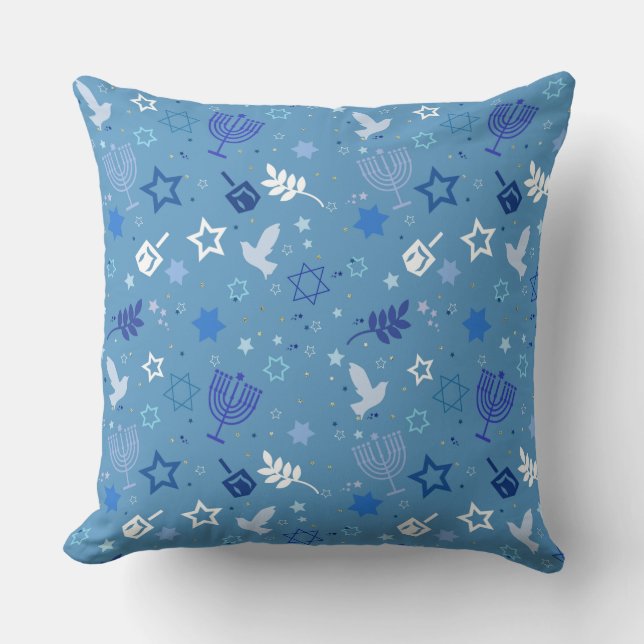 Hanukkah Symbols Cushion (Front)