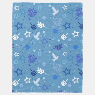 Hanukkah Symbols Fleece Blanket