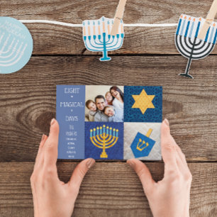 Hanukkah Symbols Quilt Photo Postcard