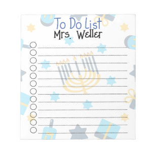 Hanukkah Themed Personalised To-do list Notepad