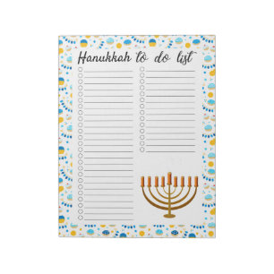 Hanukkah To Do List Notepad