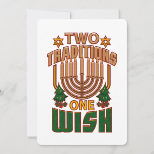 Hanukkah Two Traditions One Wish Christmukkah Holiday Card