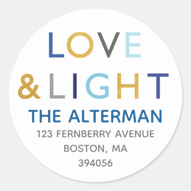 Hanukkah Typography Envelope Seal Label (Front)