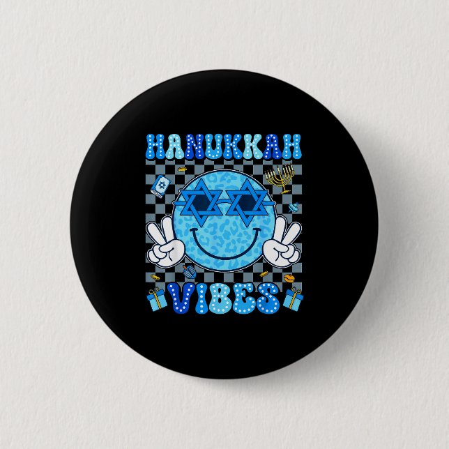 Hanukkah Vibes Chanukah Pajama Happy Hanukkah Men  6 Cm Round Badge (Front)