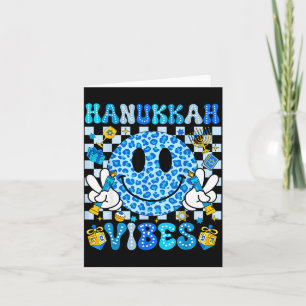 Hanukkah Vibes Groovy Smile Face Jewish Holiday Ch Card