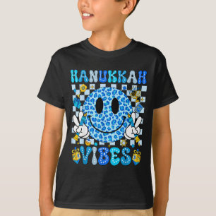 Hanukkah Vibes Groovy Smile Face Jewish Holiday Ch T-Shirt