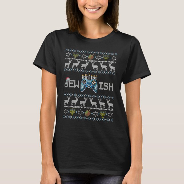 Hanukkah Video Game Hanukkah Menorah Candles Boys  T-Shirt (Front)